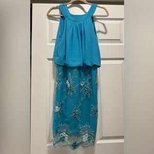 Elegant Blue Embroidered Dress